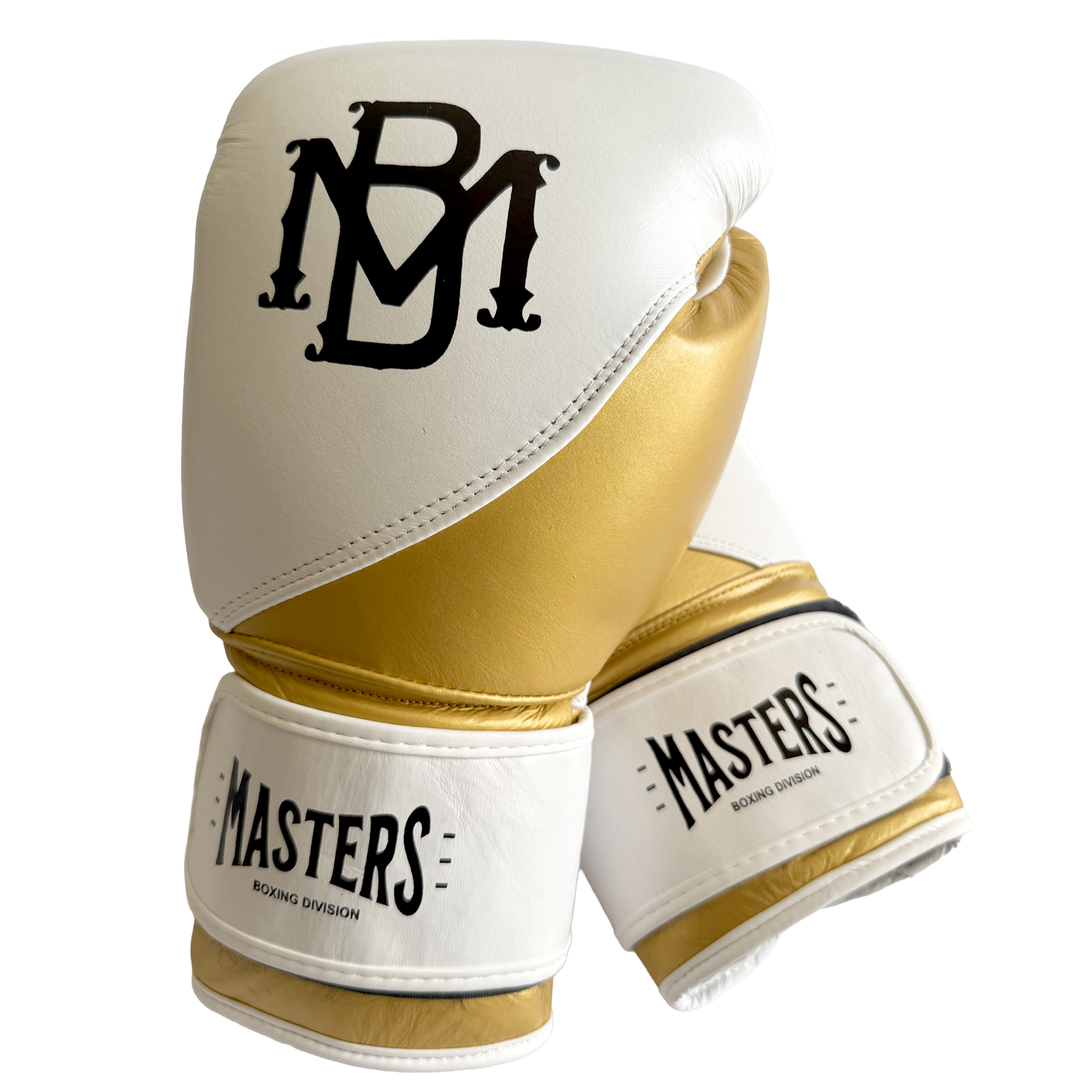 Gold and White MB Boxing Gloves