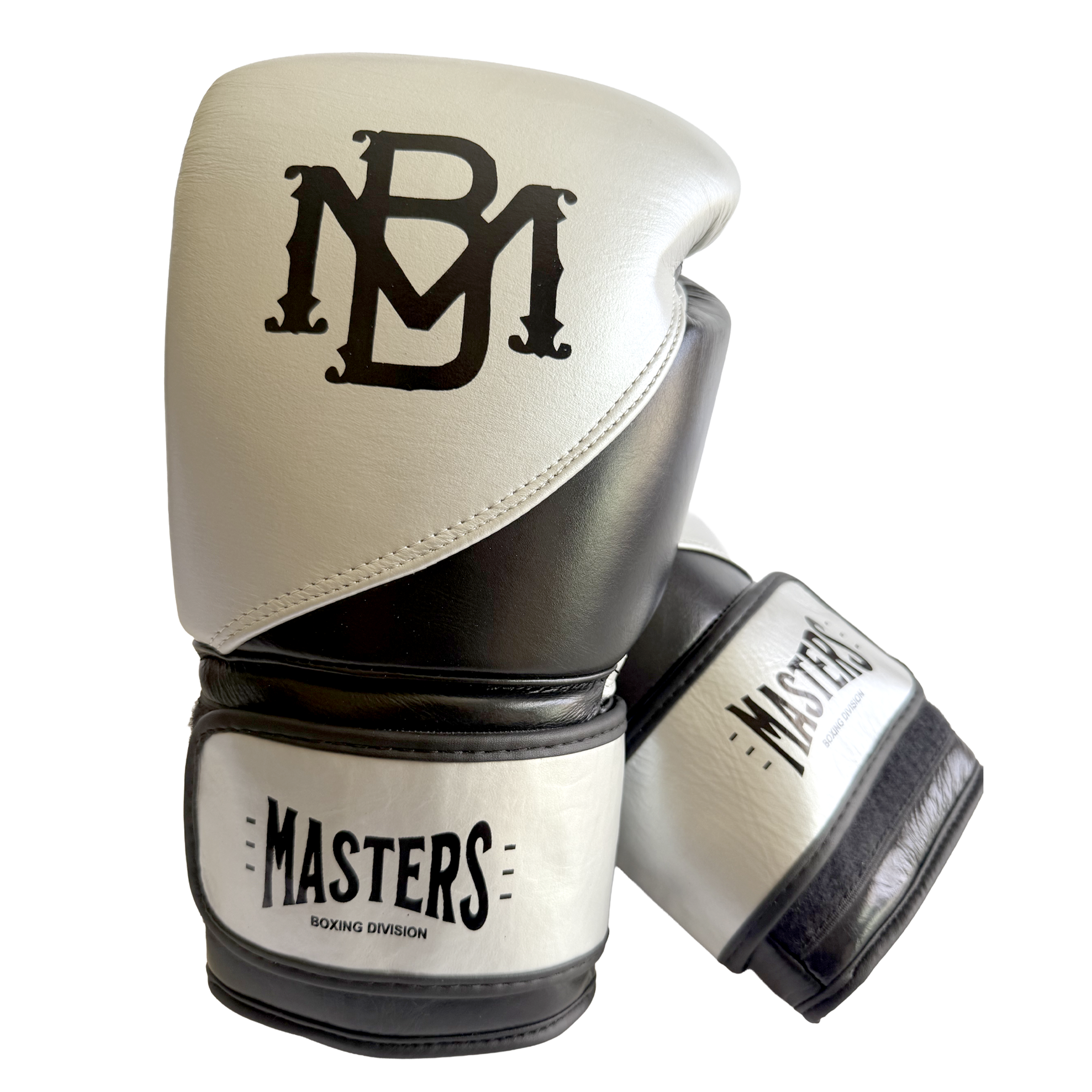 Silver and Black MB Boxing Gloves